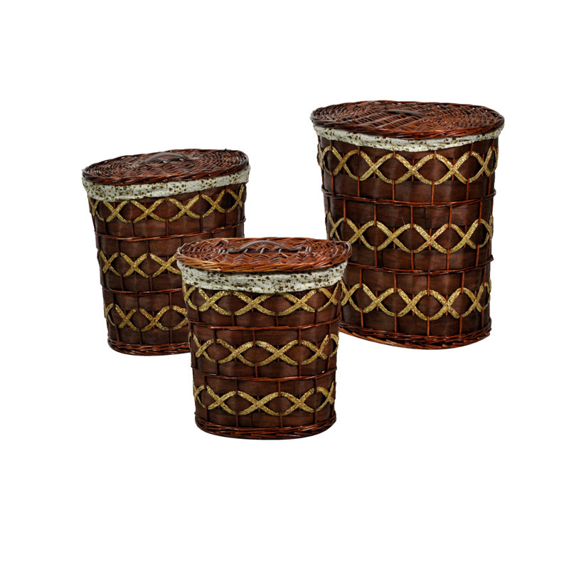 Sommerallee 3-tlg. Wäschekorb-Set Gabriele aus Korbgeflecht | Wayfair.de